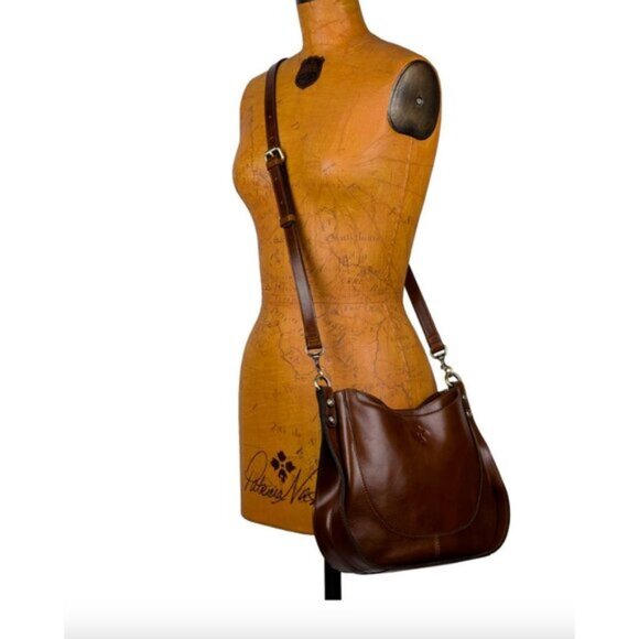 Patricia Nash Caletta Hobo Crossbody Bag Distessed VTG Leather Cognac - Picture 4 of 16